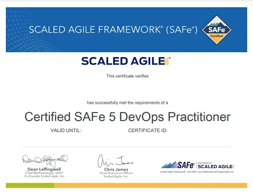 SAFe DevOps - Certificate